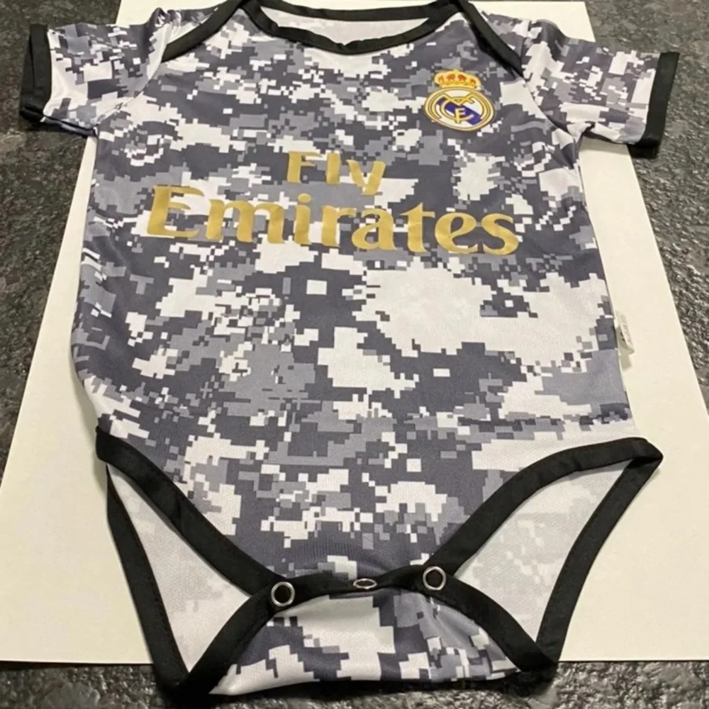 Real Madrid Baby Onesie 12M Fly Emirates Soccer Jersey Bodysuit